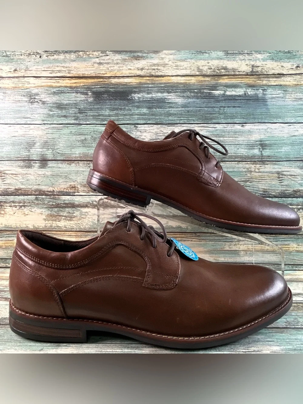 Rockport Oxford Shoe Mens Size 10 Waterproof Brown Leather Plain Toe Lightweight